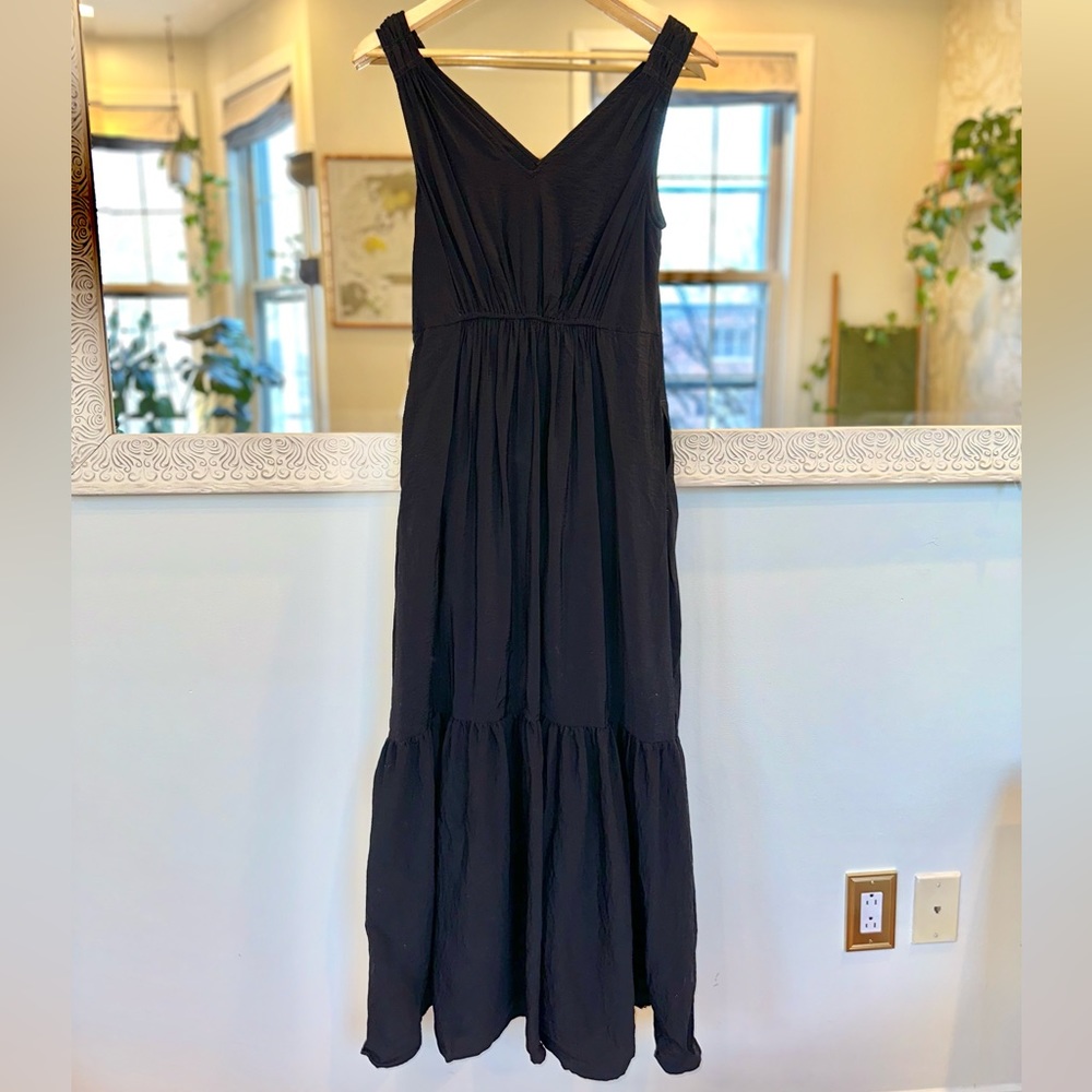 Anthropologie Black Tiered Maxi Dress w/ Pockets - Size Small